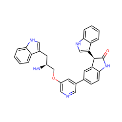 N[C@H](COc1cncc(-c2ccc3c(c2)[C@@H](c2c[nH]c4ccccc24)C(=O)N3)c1)Cc1c[nH]c2ccccc12 ZINC000045285805