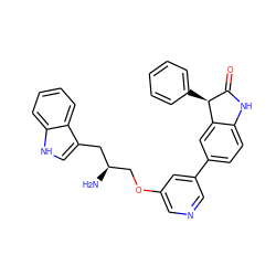 N[C@H](COc1cncc(-c2ccc3c(c2)[C@@H](c2ccccc2)C(=O)N3)c1)Cc1c[nH]c2ccccc12 ZINC000045290596