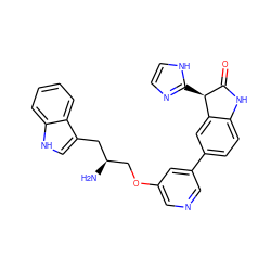 N[C@H](COc1cncc(-c2ccc3c(c2)[C@@H](c2ncc[nH]2)C(=O)N3)c1)Cc1c[nH]c2ccccc12 ZINC000045303170