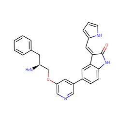 N[C@H](COc1cncc(-c2ccc3c(c2)C(=Cc2ccc[nH]2)C(=O)N3)c1)Cc1ccccc1 ZINC000073258199