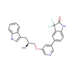 N[C@H](COc1cncc(-c2ccc3c(c2)C(F)(F)C(=O)N3)c1)Cc1c[nH]c2ccccc12 ZINC000014962446