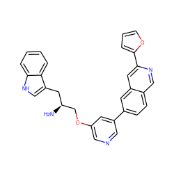 N[C@H](COc1cncc(-c2ccc3cnc(-c4ccco4)cc3c2)c1)Cc1c[nH]c2ccccc12 ZINC000014962592