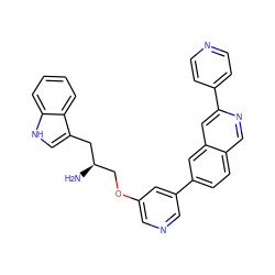 N[C@H](COc1cncc(-c2ccc3cnc(-c4ccncc4)cc3c2)c1)Cc1c[nH]c2ccccc12 ZINC000014962602