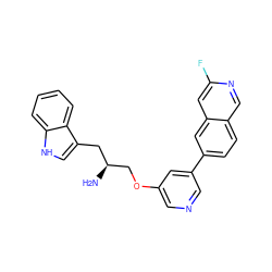 N[C@H](COc1cncc(-c2ccc3cnc(F)cc3c2)c1)Cc1c[nH]c2ccccc12 ZINC000014962571