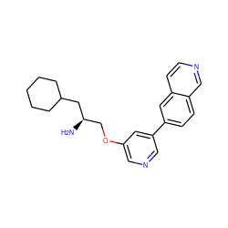 N[C@H](COc1cncc(-c2ccc3cnccc3c2)c1)CC1CCCCC1 ZINC000014957823
