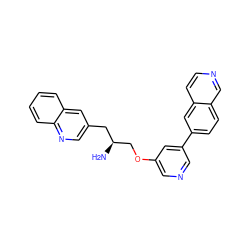 N[C@H](COc1cncc(-c2ccc3cnccc3c2)c1)Cc1cnc2ccccc2c1 ZINC000014957811