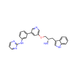 N[C@H](COc1cncc(-c2cccc(Nc3ncccn3)c2)c1)Cc1c[nH]c2ccccc12 ZINC000014957536