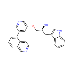 N[C@H](COc1cncc(-c2cccc3cnccc23)c1)Cc1c[nH]c2ccccc12 ZINC000038388739