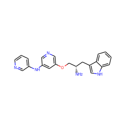 N[C@H](COc1cncc(Nc2cccnc2)c1)Cc1c[nH]c2ccccc12 ZINC000014957429