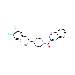 N[C@H](Cc1cc(F)c(F)cc1F)C1CCN(C(=O)c2cc3ccccc3cn2)CC1 ZINC000040974210