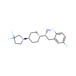 N[C@H](Cc1cc(F)ccc1F)[C@H]1CC[C@H](N2CCC(F)(F)C2)CC1 ZINC000101402992