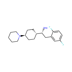 N[C@H](Cc1cc(F)ccc1F)[C@H]1CC[C@H](N2CCCCC2)CC1 ZINC000101403000