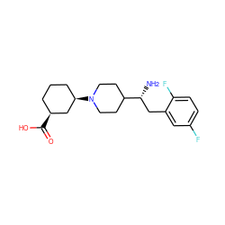 N[C@H](Cc1cc(F)ccc1F)C1CCN([C@@H]2CCC[C@H](C(=O)O)C2)CC1 ZINC000066075814