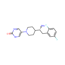 N[C@H](Cc1cc(F)ccc1F)C1CCN(c2cnc(=O)[nH]c2)CC1 ZINC000066074502