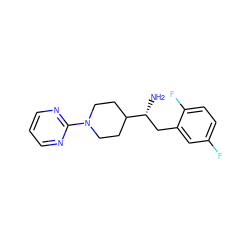 N[C@H](Cc1cc(F)ccc1F)C1CCN(c2ncccn2)CC1 ZINC000066074499