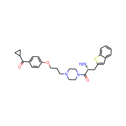 N[C@H](Cc1cc2ccccc2s1)C(=O)N1CCN(CCCOc2ccc(C(=O)C3CC3)cc2)CC1 ZINC000026172611