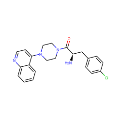N[C@H](Cc1ccc(Cl)cc1)C(=O)N1CCN(c2ccnc3ccccc23)CC1 ZINC000064540813