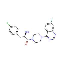 N[C@H](Cc1ccc(Cl)cc1)C(=O)N1CCN(c2ncnc3cc(F)ccc23)CC1 ZINC000064539816