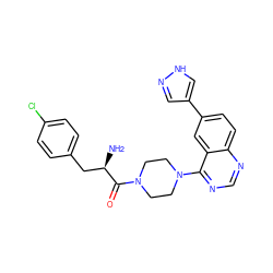 N[C@H](Cc1ccc(Cl)cc1)C(=O)N1CCN(c2ncnc3ccc(-c4cn[nH]c4)cc23)CC1 ZINC000064541126