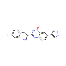 N[C@H](Cc1ccc(F)cc1)c1nc2ccc(-c3cn[nH]c3)cc2c(=O)[nH]1 ZINC000095587825