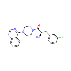 N[C@H](Cc1cccc(Cl)c1)C(=O)N1CCN(c2ncnc3ccccc23)CC1 ZINC000064539261