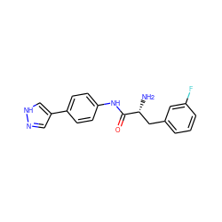 N[C@H](Cc1cccc(F)c1)C(=O)Nc1ccc(-c2cn[nH]c2)cc1 ZINC000058568310