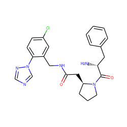 N[C@H](Cc1ccccc1)C(=O)N1CCC[C@H]1CC(=O)NCc1cc(Cl)ccc1-n1cncn1 ZINC000026821880