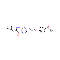 N[C@H](Cc1ccsc1)C(=O)N1CCN(CCCOc2ccc(C(=O)C3CC3)cc2)CC1 ZINC000026158283