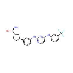 N[C@H](O)[C@H]1CC[C@H](c2cccc(Nc3nccc(Nc4cccc(C(F)(F)F)c4)n3)c2)C1 ZINC001772641531