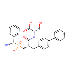 N[C@H](c1ccccc1)[P@](=O)(O)C[C@@H](Cc1ccc(-c2ccccc2)cc1)C(=O)N[C@@H](CO)C(=O)O ZINC000029209632