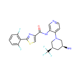 N[C@H]1C[C@@H](C(F)(F)F)CN(c2ccncc2NC(=O)c2csc(-c3c(F)cccc3F)n2)C1 ZINC000141452048