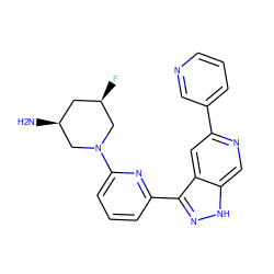 N[C@H]1C[C@@H](F)CN(c2cccc(-c3n[nH]c4cnc(-c5cccnc5)cc34)n2)C1 ZINC000205260876