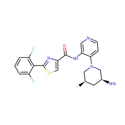 N[C@H]1C[C@@H](F)CN(c2ccncc2NC(=O)c2csc(-c3c(F)cccc3F)n2)C1 ZINC000169706490