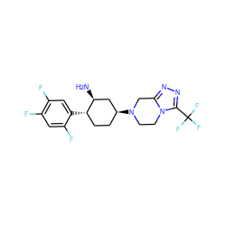 N[C@H]1C[C@@H](N2CCn3c(nnc3C(F)(F)F)C2)CC[C@@H]1c1cc(F)c(F)cc1F ZINC000028822664