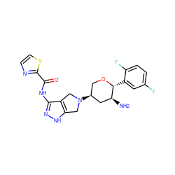 N[C@H]1C[C@@H](N2Cc3[nH]nc(NC(=O)c4nccs4)c3C2)CO[C@@H]1c1cc(F)ccc1F ZINC000653757072