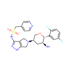 N[C@H]1C[C@@H](N2Cc3[nH]nc(NS(=O)(=O)Cc4ccncc4)c3C2)CO[C@@H]1c1cc(F)ccc1F ZINC000653760680