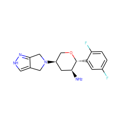 N[C@H]1C[C@@H](N2Cc3c[nH]nc3C2)CO[C@@H]1c1cc(F)ccc1F ZINC000059081879