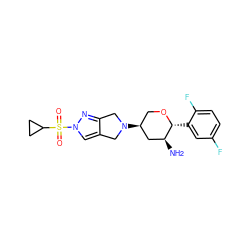 N[C@H]1C[C@@H](N2Cc3cn(S(=O)(=O)C4CC4)nc3C2)CO[C@@H]1c1cc(F)ccc1F ZINC000096177967