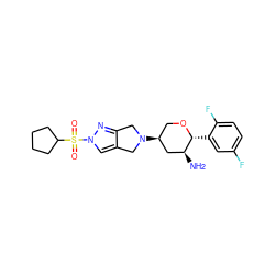 N[C@H]1C[C@@H](N2Cc3cn(S(=O)(=O)C4CCCC4)nc3C2)CO[C@@H]1c1cc(F)ccc1F ZINC000096177959