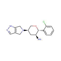 N[C@H]1C[C@@H](N2Cc3cn[nH]c3C2)CO[C@@H]1c1ccccc1Cl ZINC000096284066