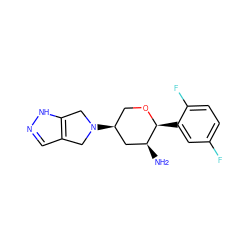 N[C@H]1C[C@@H](N2Cc3cn[nH]c3C2)CO[C@H]1c1cc(F)ccc1F ZINC000096284056