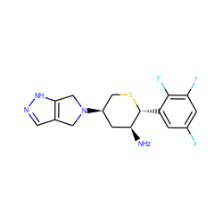 N[C@H]1C[C@@H](N2Cc3cn[nH]c3C2)CS[C@@H]1c1cc(F)cc(F)c1F ZINC000199085209