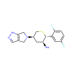 N[C@H]1C[C@@H](N2Cc3cn[nH]c3C2)CS[C@@H]1c1cc(F)ccc1F ZINC000199085235