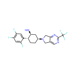 N[C@H]1C[C@@H](N2Cc3cnc(C(F)(F)F)nc3C2)CC[C@@H]1c1cc(F)c(F)cc1F ZINC000096935536