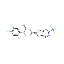 N[C@H]1C[C@@H](N2Cc3cnc(C(F)(F)F)nc3C2)CO[C@@H]1c1cc(F)c(F)cc1F ZINC000043172351