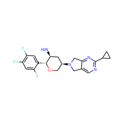 N[C@H]1C[C@@H](N2Cc3cnc(C4CC4)nc3C2)CO[C@@H]1c1cc(F)c(F)cc1F ZINC000043172354