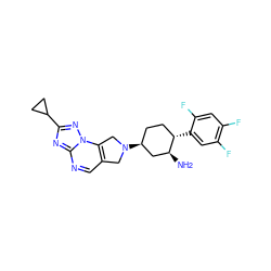 N[C@H]1C[C@@H](N2Cc3cnc4nc(C5CC5)nn4c3C2)CC[C@@H]1c1cc(F)c(F)cc1F ZINC000653905201