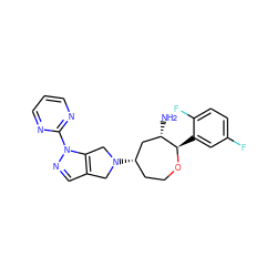 N[C@H]1C[C@@H](N2Cc3cnn(-c4ncccn4)c3C2)CCO[C@@H]1c1cc(F)ccc1F ZINC000144194570