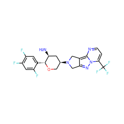 N[C@H]1C[C@@H](N2Cc3nn4c(C(F)(F)F)ccnc4c3C2)CO[C@@H]1c1cc(F)c(F)cc1F ZINC000653864130