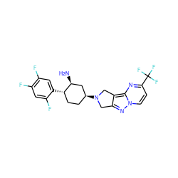 N[C@H]1C[C@@H](N2Cc3nn4ccc(C(F)(F)F)nc4c3C2)CC[C@@H]1c1cc(F)c(F)cc1F ZINC000653882997